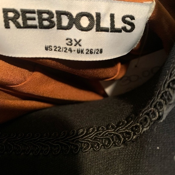 Rebdolls Caramel Blazer Plus Size Dress With Sheer Sleeves Size 3X - Picture 5 of 6